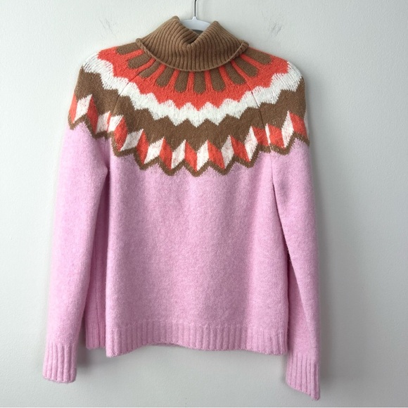 NWT J. Crew Supersoft Fair Isle Turtleneck Pink - Picture 2 of 7